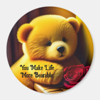 Ours En Teddy Avec Aimant Rose