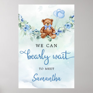 Ours En Teddy Avec Balloons Verdure Garçon Affiche