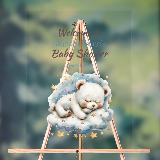 Ours En Teddy Dormir Sur Un Baby shower Nuageux (Neutre)