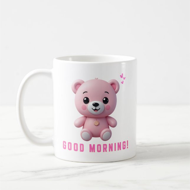 Ours En Teddy Rose Bonne Mug Matin | Cadeau mignon (Gauche)