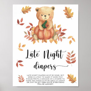 Ours et citrouille Affiche de jeu de couches de n