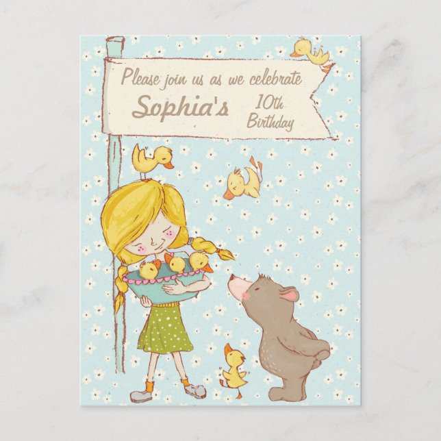 Ours et colliers Enfants Invitation Anniversaire (Devant)