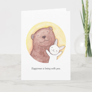 Ours et lapin Je t'aime Carte Happy Valentine Card