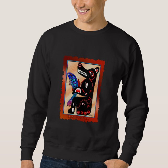 OURS et SAUMON Sweatshirt de style Haida (Devant)