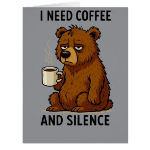 Ours fatigué drôle J'ai besoin de café et de silen