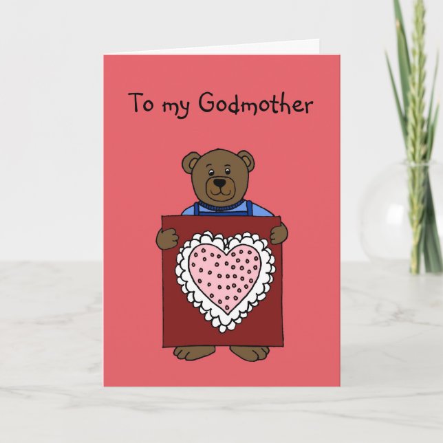 ours garçon tenant valentine pour carte marraine (Devant)
