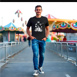 Ours Jouant Guitare acoustique - T-shirt noir