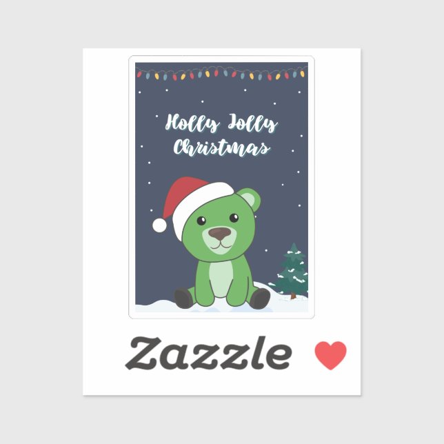 Ours Joyeux Noël Animaux d'hiver Ours Sticker (Feuille)