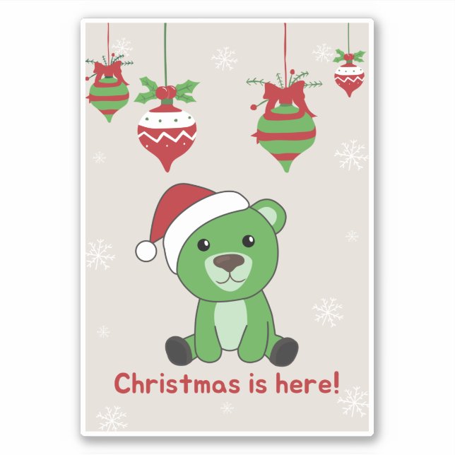 Ours Joyeux Noël Animaux d'hiver Ours Sticker (Devant)