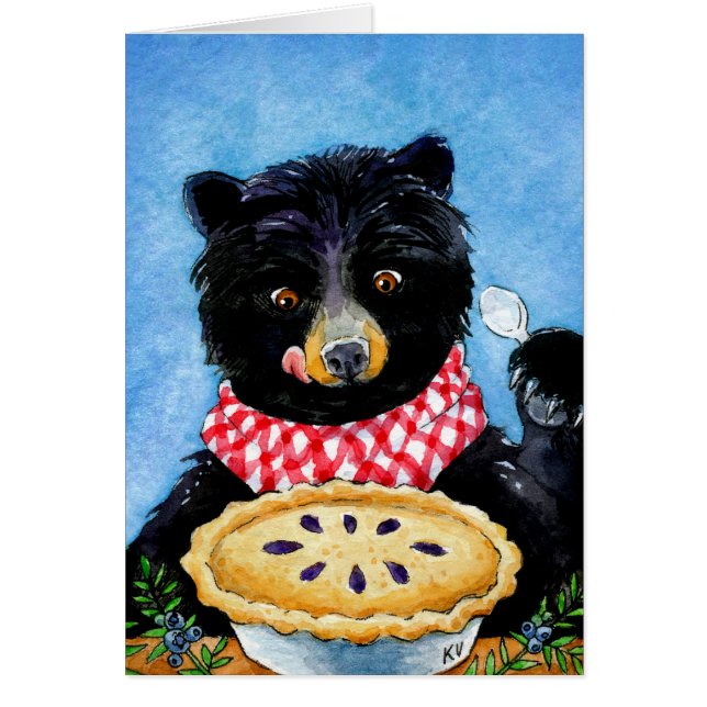 Ours mignon avec tarte, faune, chalet, animal sauv (Devant)