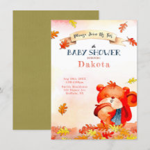 Ours mou Automne Automne Bébé Douche Invitations