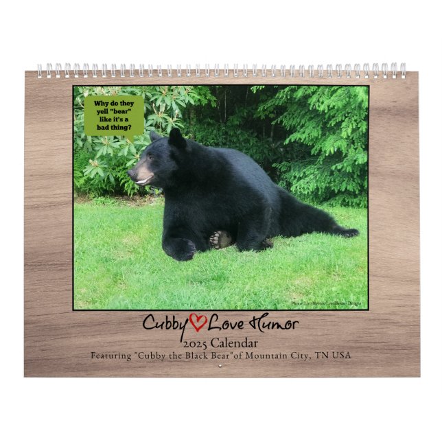 Ours noir - Humour d'amour Cubby 2025 Calendrier (Protection)