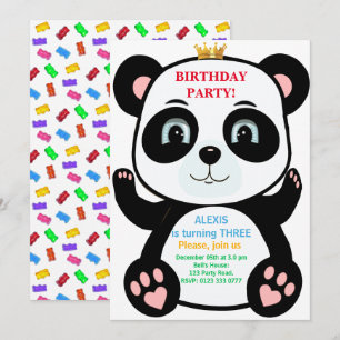Ours Panda Mignon & Invitation de Friandises Multi
