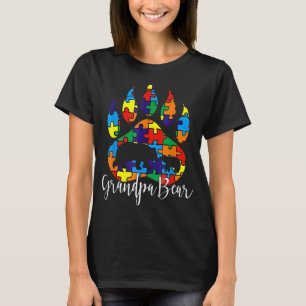 Ours Papy Homme T-shirt Autism Awareness Paw Puzz