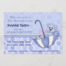 Ours Parapluie bleu - Invitation