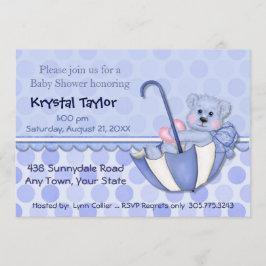 Ours Parapluie bleu - Invitation