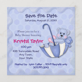 Ours Parapluie bleu - Invitation