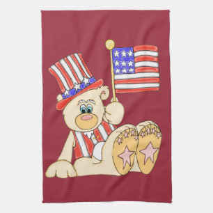 Ours patriotique avec Drapeau Serviette de cuisine