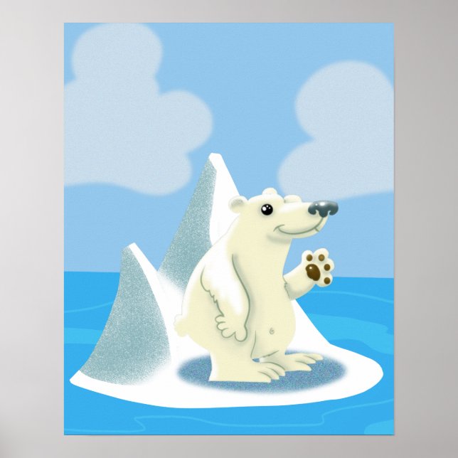 Ours polaire amical sur une affiche d'iceberg (Devant)
