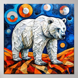 Ours Polaire Art Mural Animal Géométrique