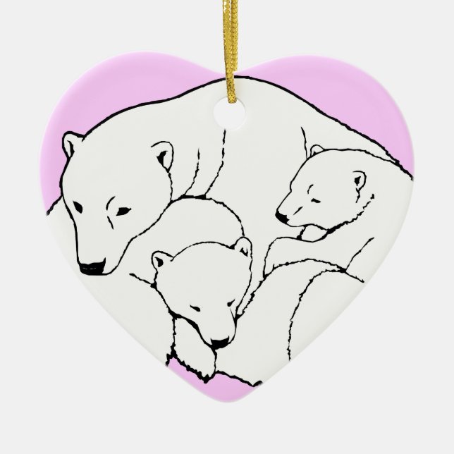 Ours polaire Art Ornement Mère Ours Bébé Ours Cade (Devant)