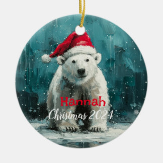 Ours polaire avec ornement Casquette Père Noël