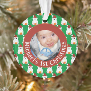 Ours polaire bébé 1er Noël Personnaliser photo tex