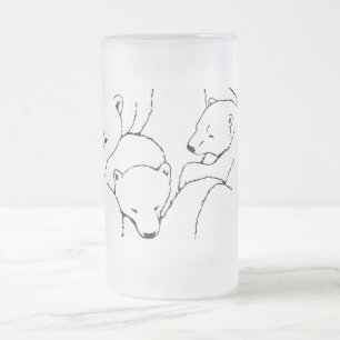 Ours polaire Bière Mug Verre Mère & Cubs Ours Mug