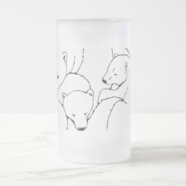 Ours polaire Bière Mug Verre Mère & Cubs Ours Mug (Centre)