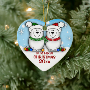 Ours Polaire Couple Premier ornement de Noël