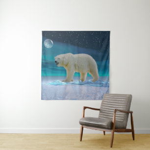 Ours polaire dans la tapisserie lune