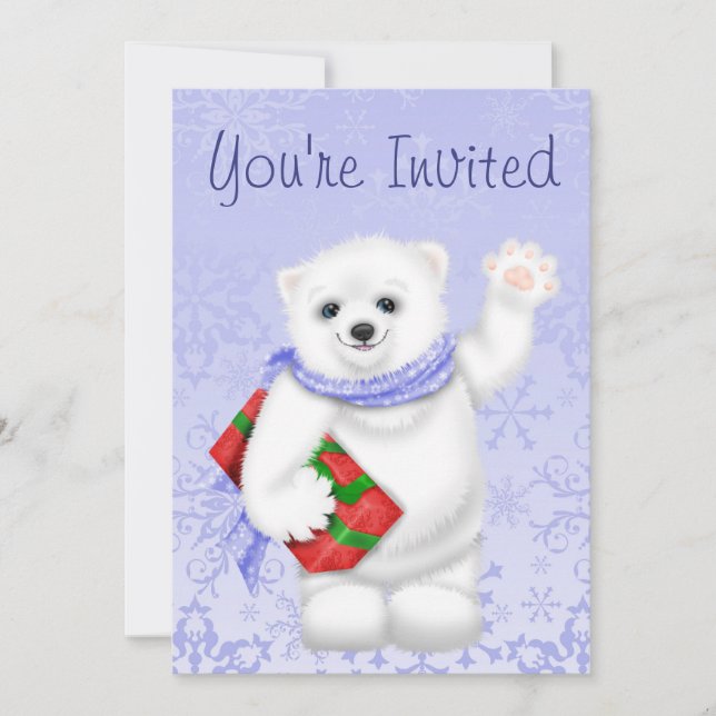 Ours polaire Invitations d'hiver pour les filles (Devant)