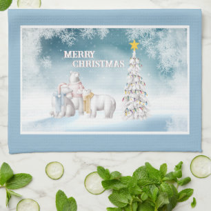 Ours polaire Joyeux Noël Serviette de cuisine