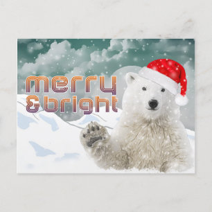 Ours polaire père Noël   Carte postale de Noël