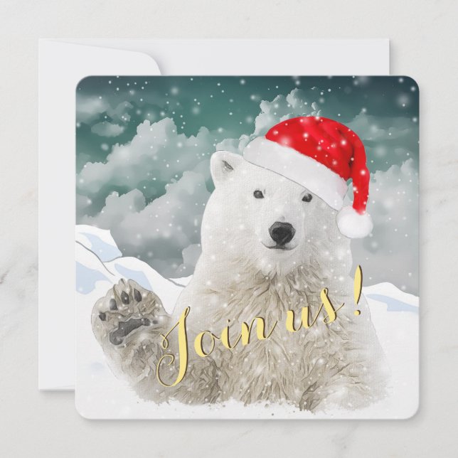 Ours polaire père Noël | Cartes d'invitation de va (Devant)