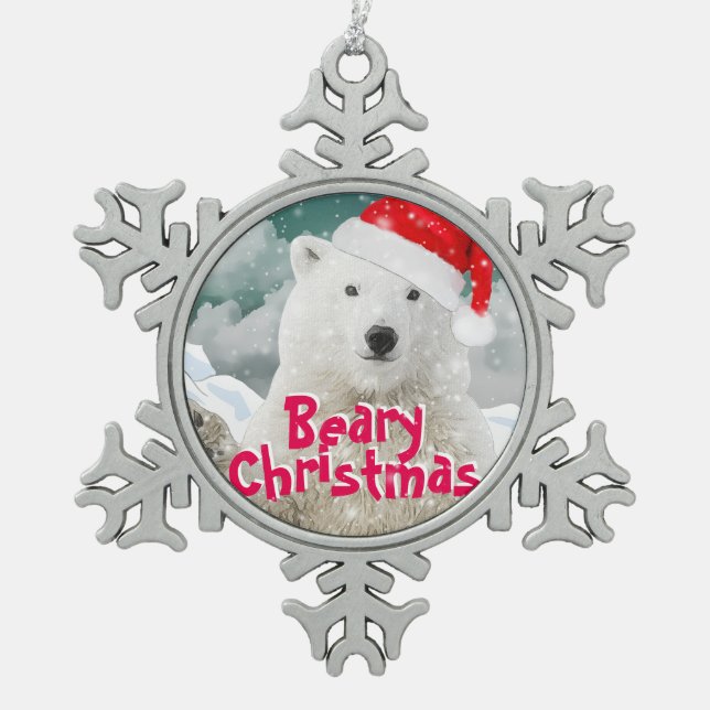 Ours polaire père Noël | Ornement de Noël (Devant)