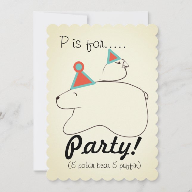 Ours Polaire & Puffin Invitation à la fête d'anniv (Devant)