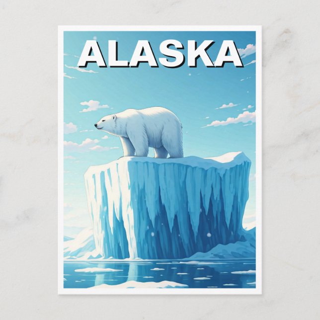 Ours polaire sur une carte postale Iceberg Alaska (Devant)