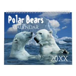 Ours polaire thème 2025 Calendrier mural Cadeau
