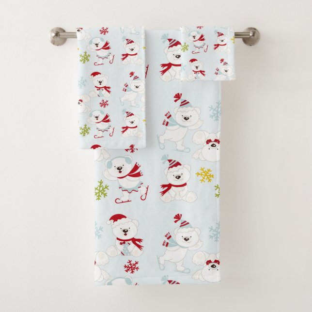 Ours polaires de Noël mignons et flocons de neige (En situation)