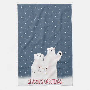 Ours Polaires De Noël Sur Étoiles Serviette De Cui