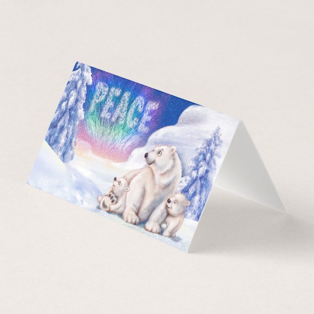 Ours polaires & petits mignons pliants carte de no (Front)