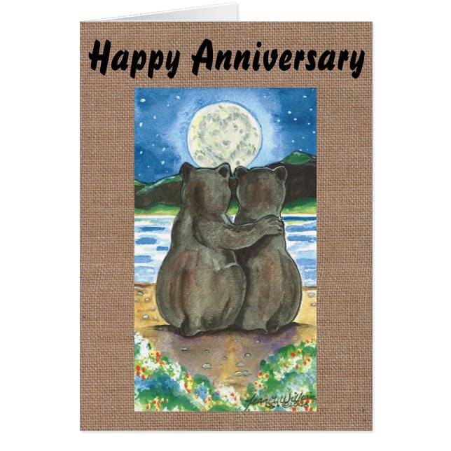 Ours romantiques observant la lune Anniversaire pe (Devant)