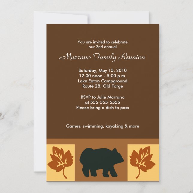 OURS Rustic Lodge style 5x7 Invitation de fête (Devant)