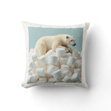 ours sur un tas de marshmallows coussin