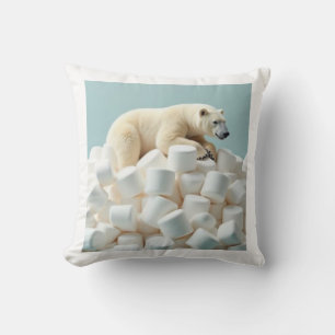 ours sur un tas de marshmallows coussin