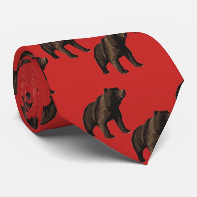 Ours sur une cravate couleur (Roulé)