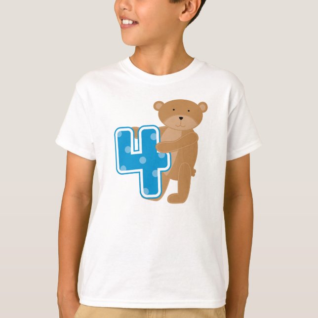 Ours T-shirts et cadeaux pour le 4e anniversaire (Devant)