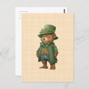 Ourson Saint Patrick - Grüner irischer Anzug Postkarte