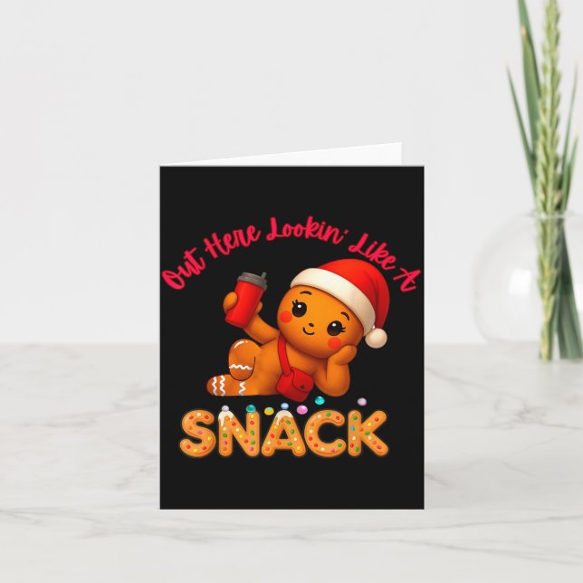 Out Here Looking Like A Snack Funny Xmas Light Gin Karte (Vorderseite)